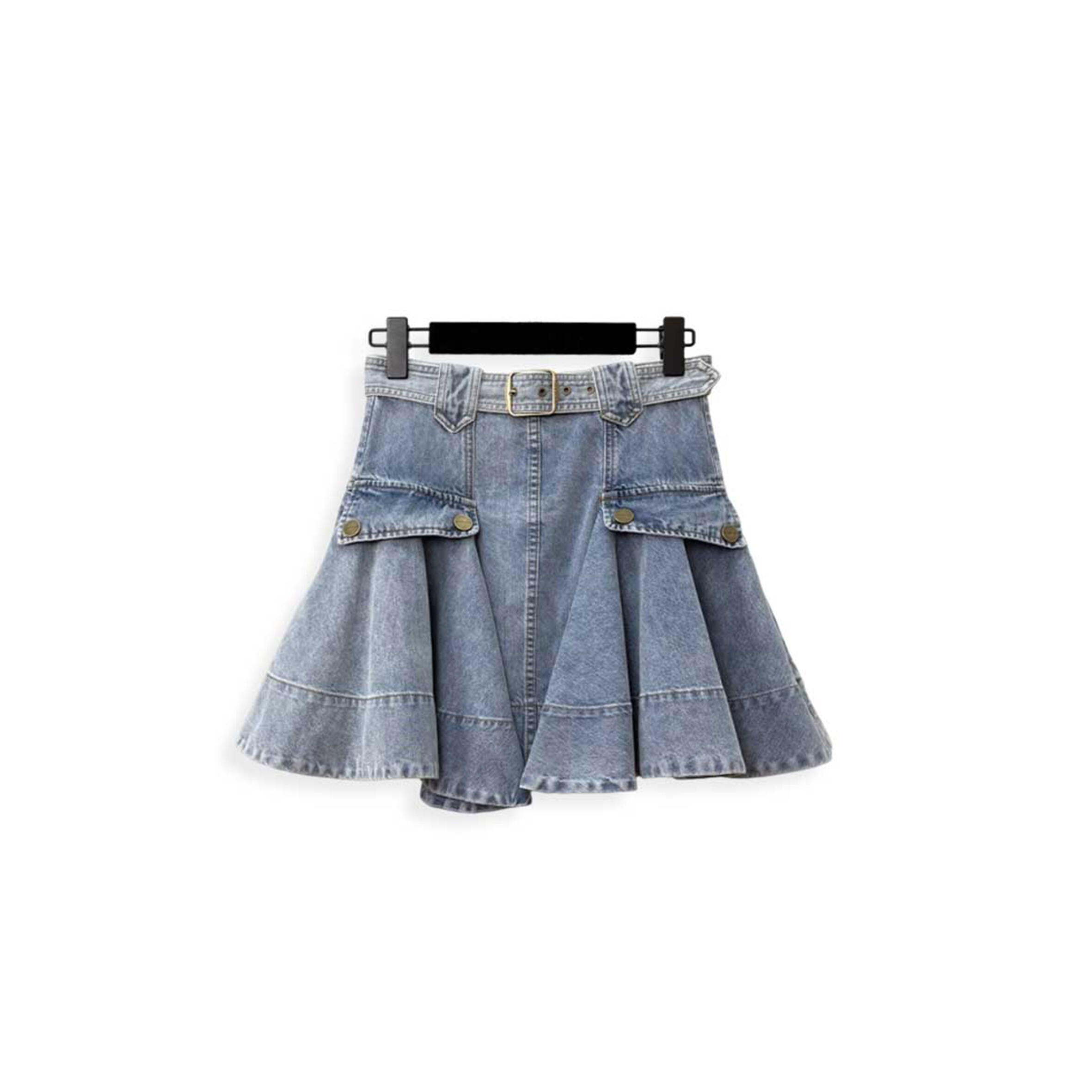 ZIMMERMANN RUFFLED DENIM MINISKIRT IN BLUE 